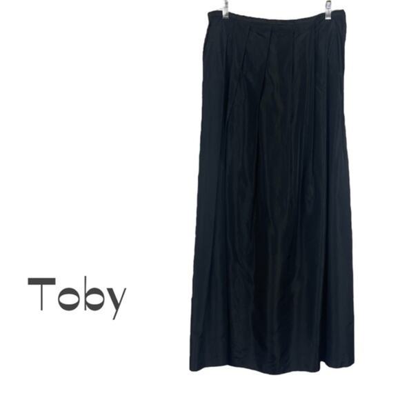 Toby Black Pleated Event Party Occasion Full Maxi Skirt NWOT Size 14 - Picture 1 of 9